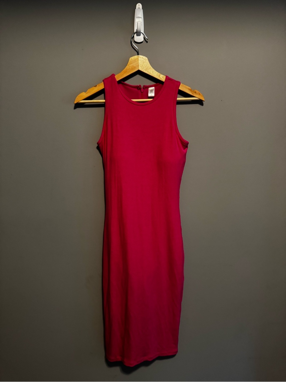 Popilush Hot Pink Ribbed Midi Dress Built-In Shapewear Size L